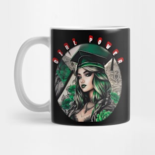 Girl power green eyed graduate Mug